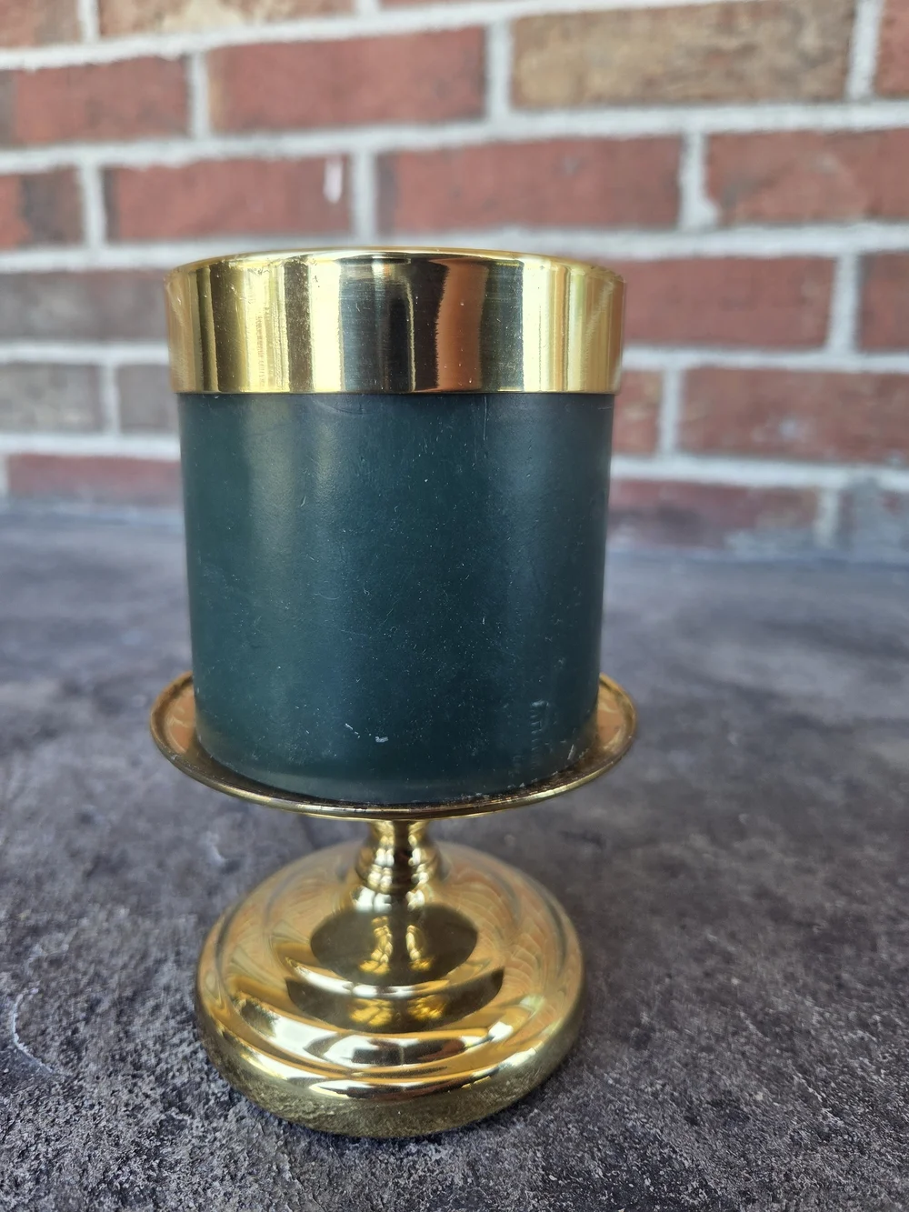 Vintage Copper Craft U.S.A. Polished Brass Pillar Candle Holder Collar BBW